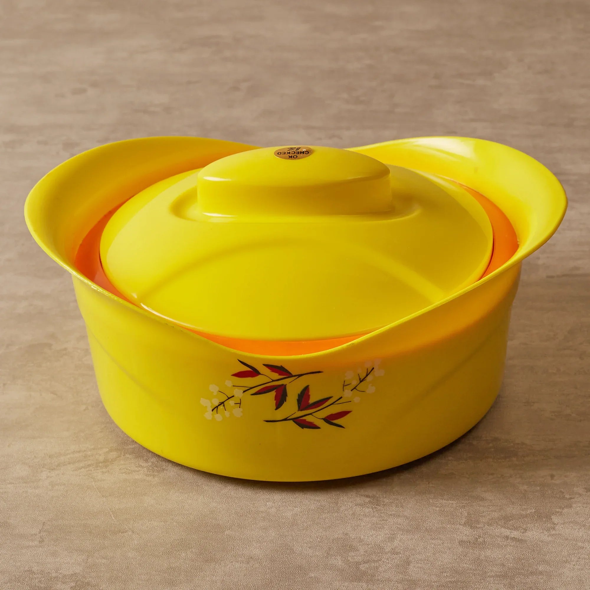 Fiesta Plastic and Stainless Steel Duo Double-Wall Insulated Casserole Set Of 2 in Yellow Colour - HomeTown