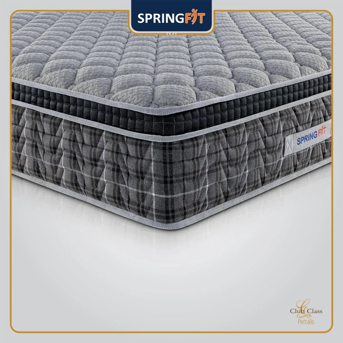 Club Class Petal Orthopedic Back Support Pocket Spring Single Mattress 72x36x6 Inch in Grey Colour - HomeTown