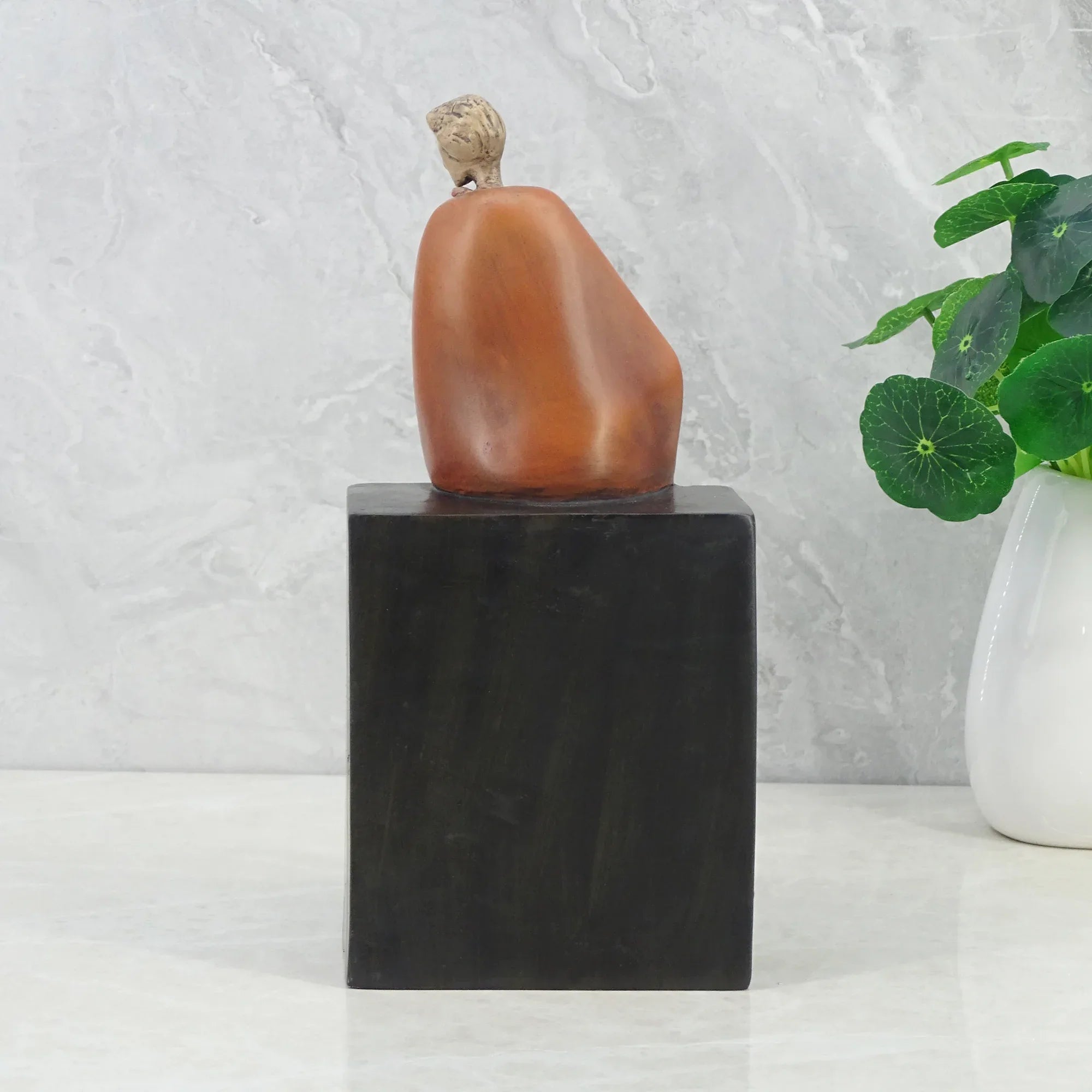 Alpine Polyresin Man Posing On Bench 23 Cm in Brown Colour - HomeTown