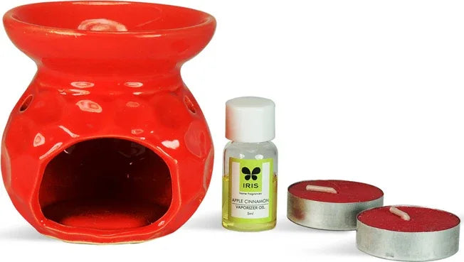 Vapourizer Set Ceramic 5Ml With 2 Tealights in Apple Cinnamon Colour - HomeTown