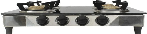 Energy Brass Burners, Toughened Glasstop, Stainless Steel Rings Cooktop 4 Burner in Black Colour by Wonderchef dimensions