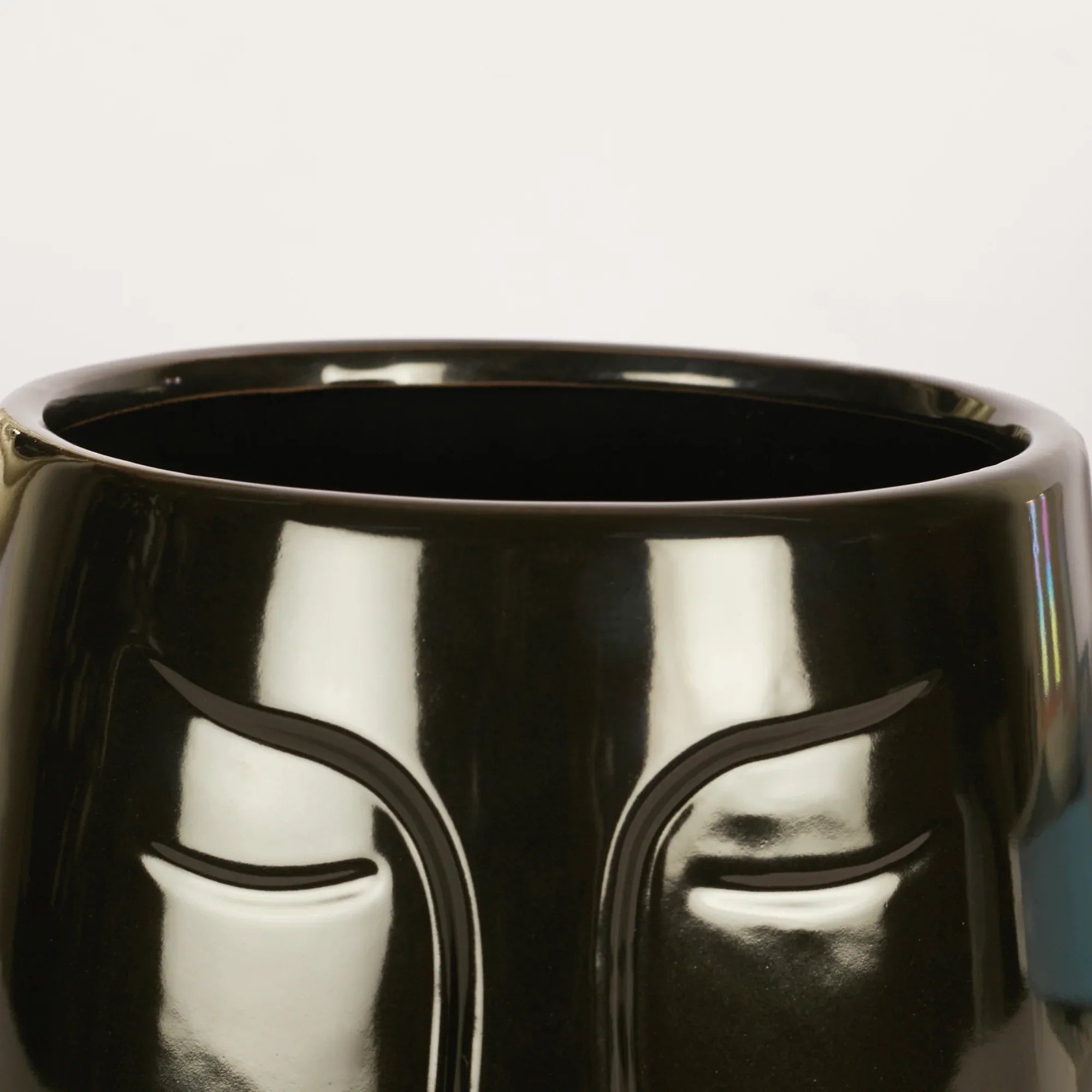 Alura Milan Face Ceramic Planter 17Cm in Black Colour - HomeTown