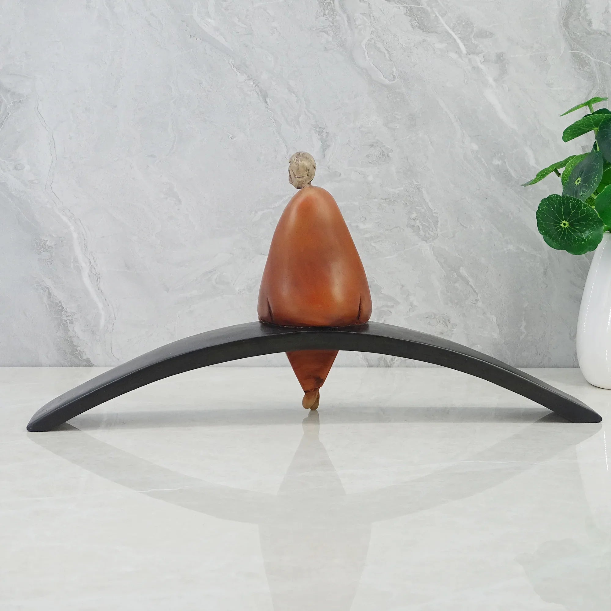 Alpine Polyresin Man Sitting On Cirque 19 Cm in Brown Colour - HomeTown