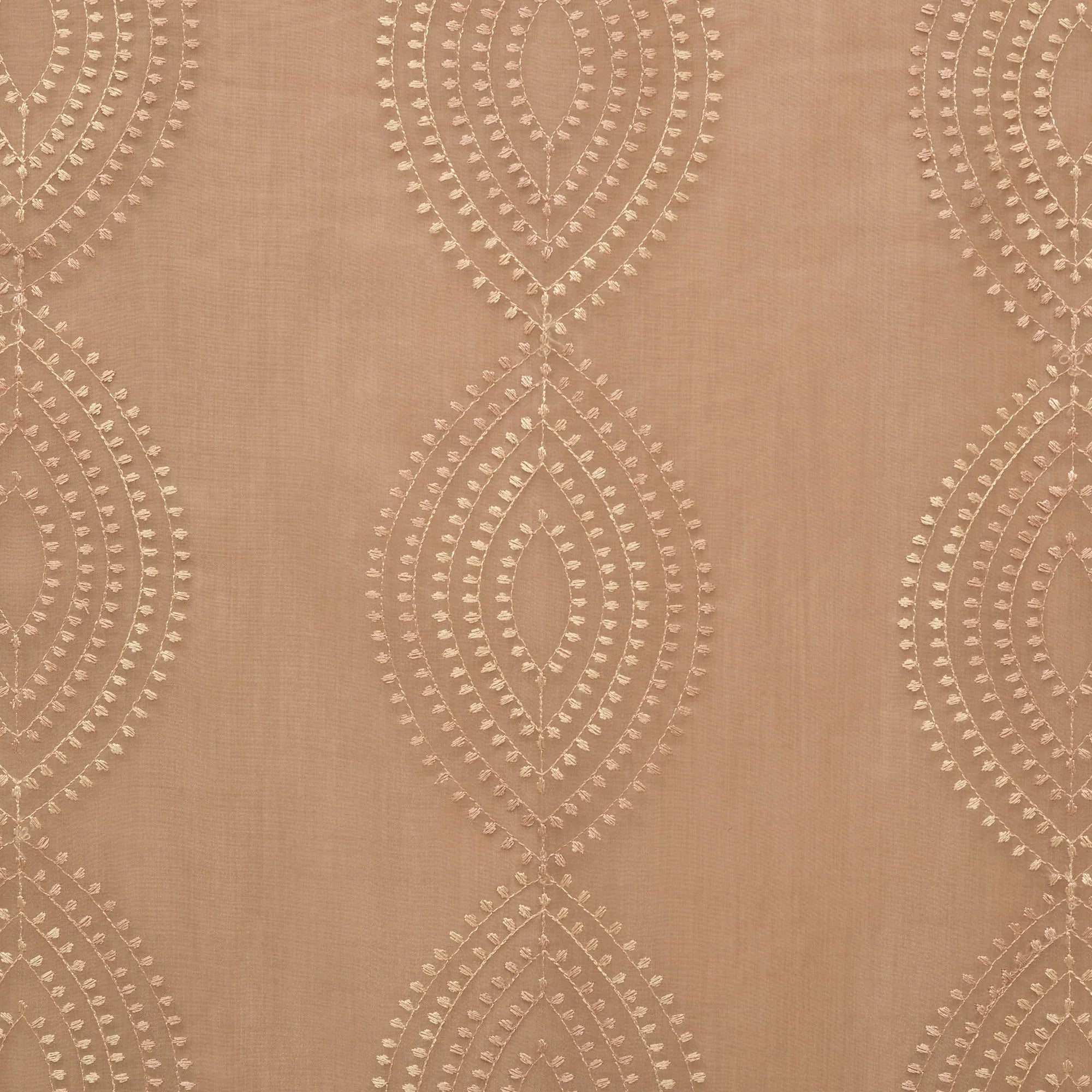 Amour Set Of 2 Embroidered Double Layered Window Sheer Curtains 5 Feet in Gold Colour - HomeTown