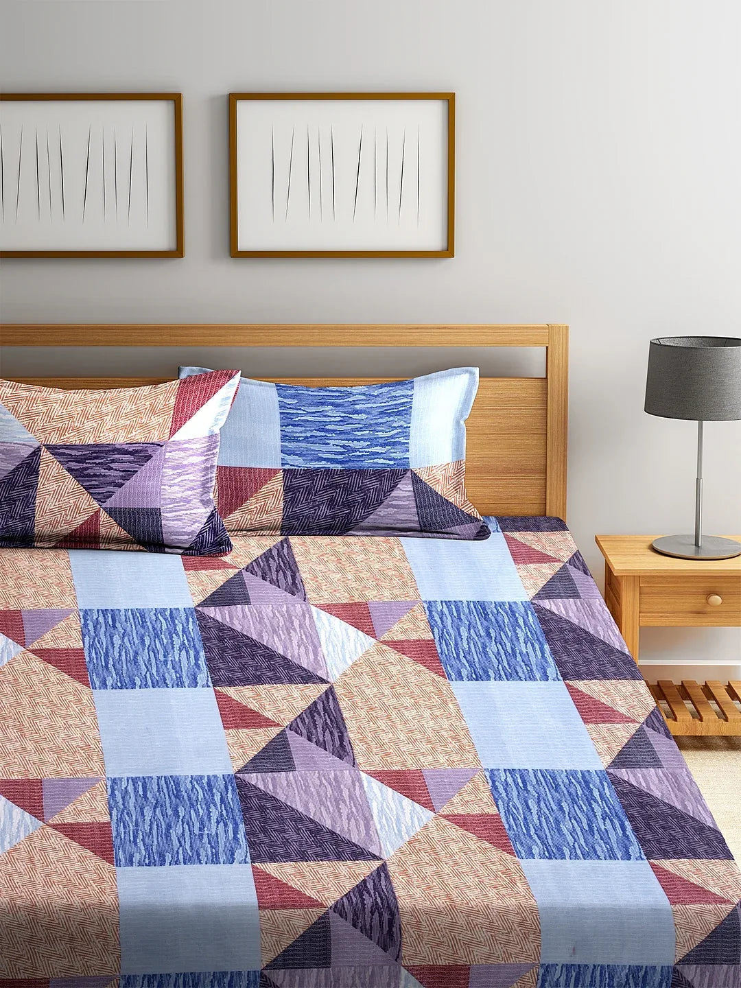 Carnival Double Bedsheet 220 x 230 CM in Blue Multi Colour - HomeTown