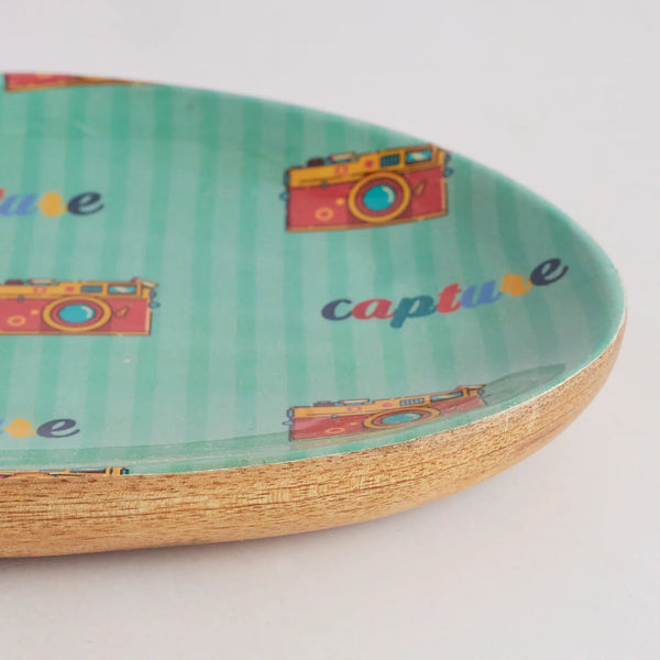 Milan Wooden Oval Serving Platter Small in Multi Colour dimensions