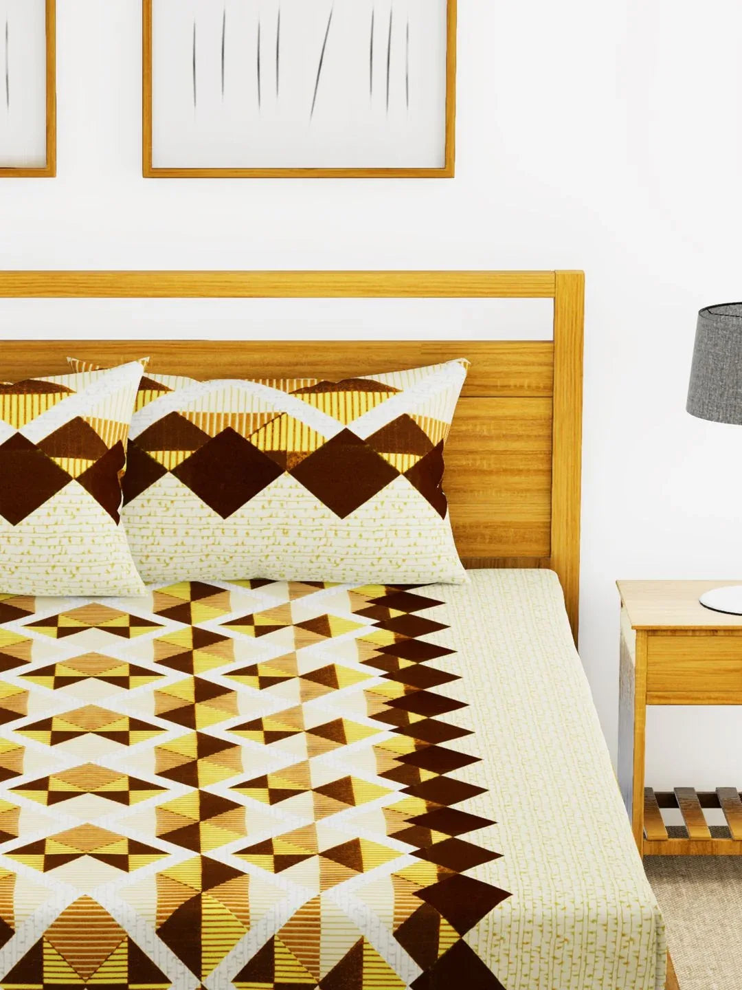 Essenza Cotton King Bed Sheet 220X254 CM in Brown Colour - HomeTown