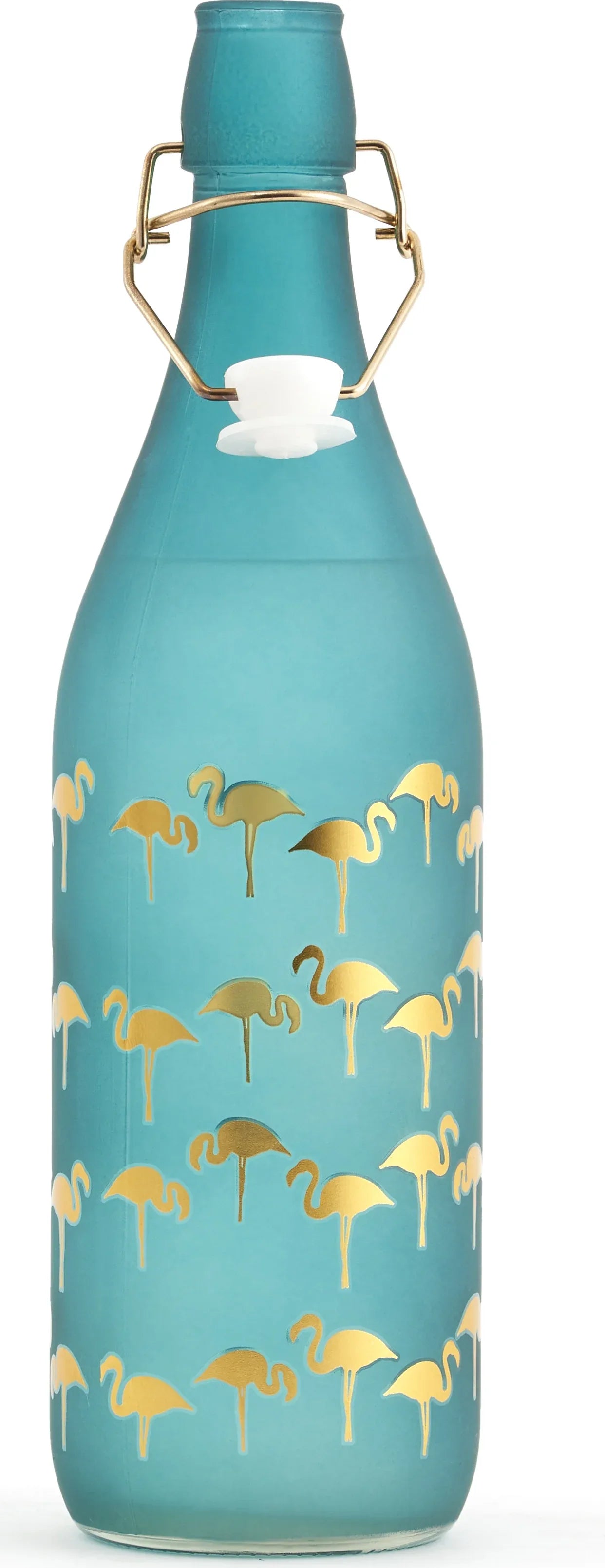 Bahamas Glass Teal Frosted Gold Bottle 1L in Teal Colour - HomeTown