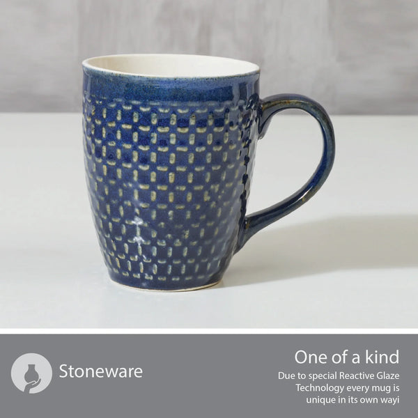 Fiesta Ceramic Latte Mug 360 ML Set Of 4 in Cobalt Colour dimensions