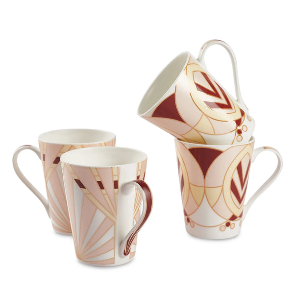 Sapphire Bone China Coffee Mug Set of 4 in Peach Colour dimensions