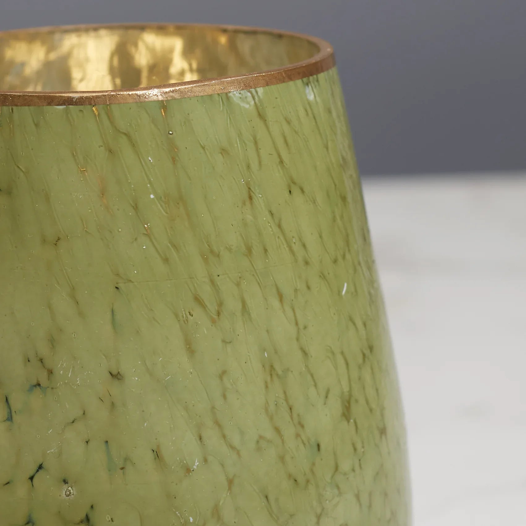 Phiona Glass Textured Handcrafted Vase 15 Cm in Olive Colour - HomeTown