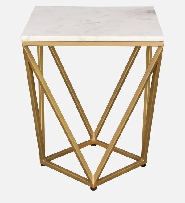Michelle Marble Top Side Table in White and Gold Colour dimensions