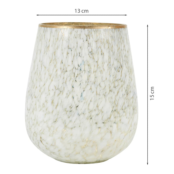Phiona Glass Textured Handcrafted Vase 15 Cm in White Colour dimensions