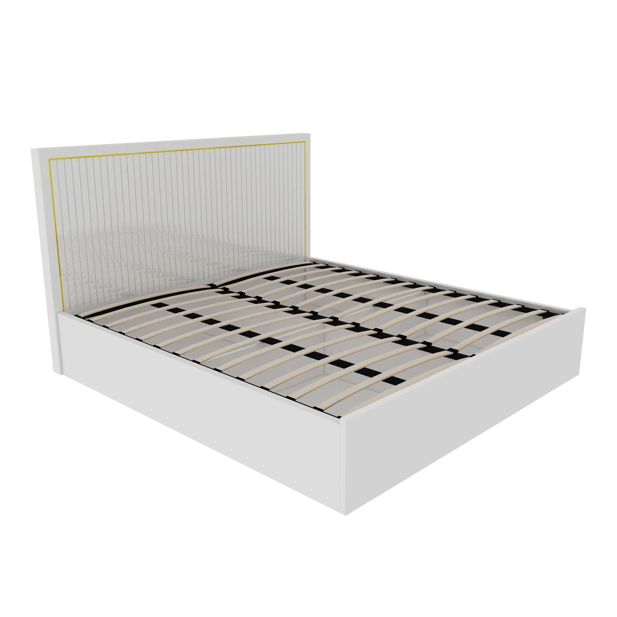 Minerva New Queen Bed With Hydraulic Storage in White Colour - HomeTown