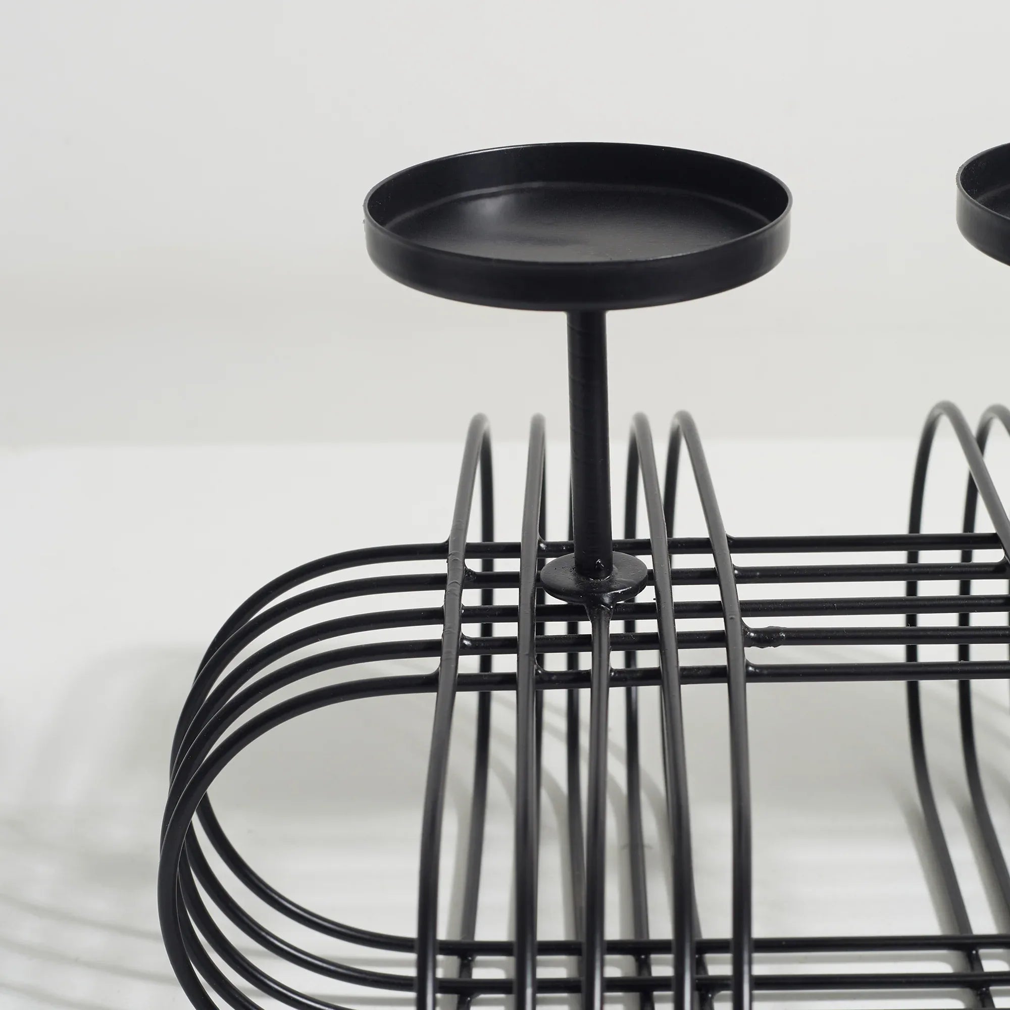 Sovereign Iron and Glass Wired 4 Pillar Holder 60x29Cm in Black Colour - HomeTown