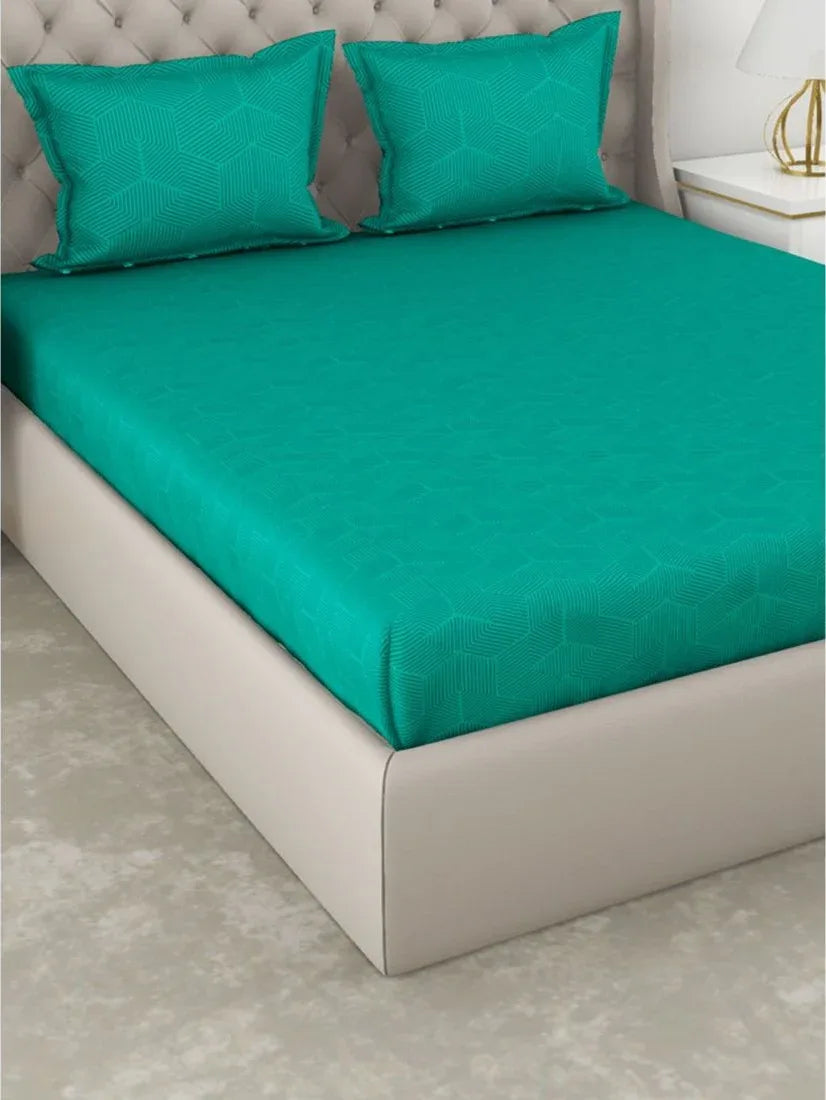 Botanical Cotton King Bed Sheet 274X274 Cm 210 Tc in Green Colour - HomeTown