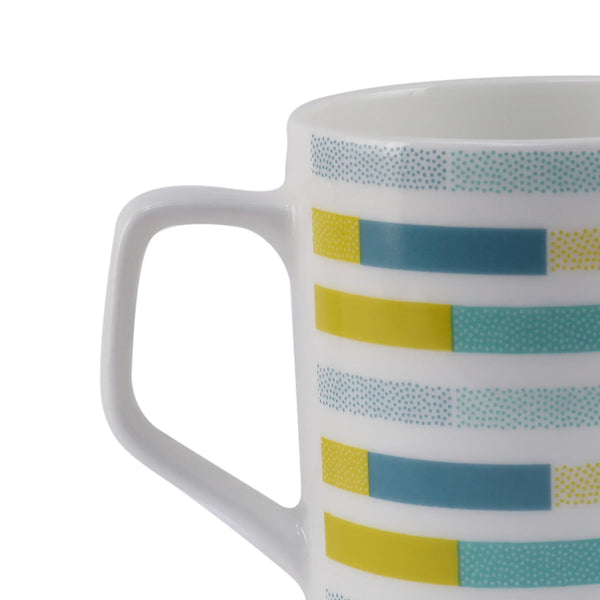 Bahamas Bone China Stripes 200 ml Tea Mugs Set of 6 Pcs in Multi Colour dimensions