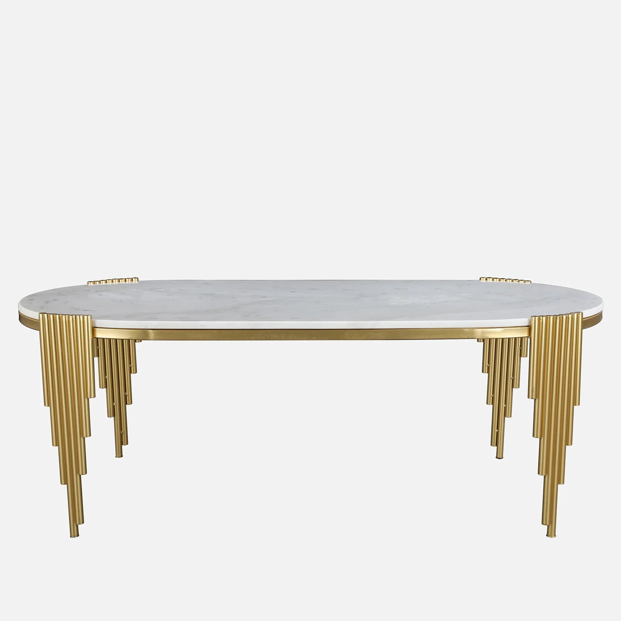 Giove Marble & Iron Center Table in White & Gold Colour - HomeTown