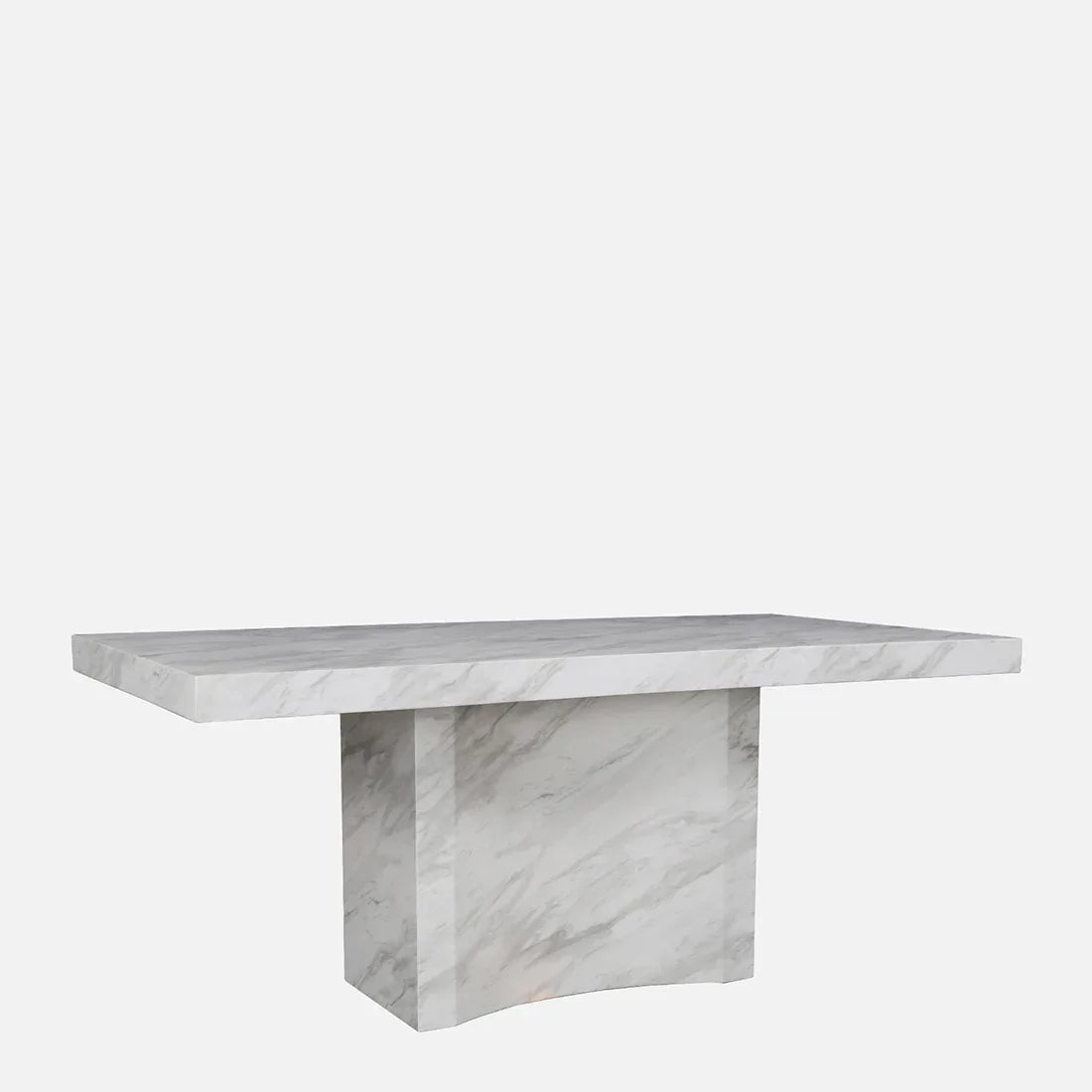 Garnet Marble Finish Six Seater Dining Table in White Colour - HomeTown