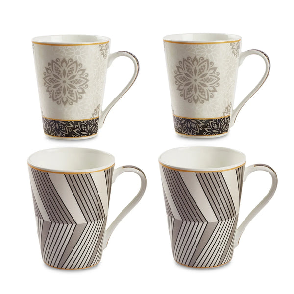 Sapphire Bone China Coffee Mug Set of 4 in Grey Colour dimensions