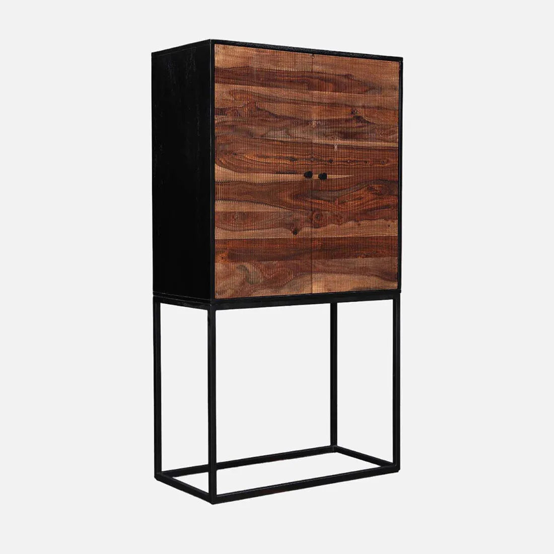 Sven Sheesham Wood(Rosewood) Storage Cabinets in Natural Sheesham & Black Colour - HomeTown