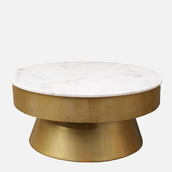 Joanna Marble & Iron Center Table in White & Gold Colour dimensions