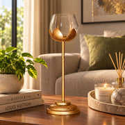 CGI Luxe Utsav Lotus Goblet B Tea Light Gold Finish | 9X9X25.5 cm