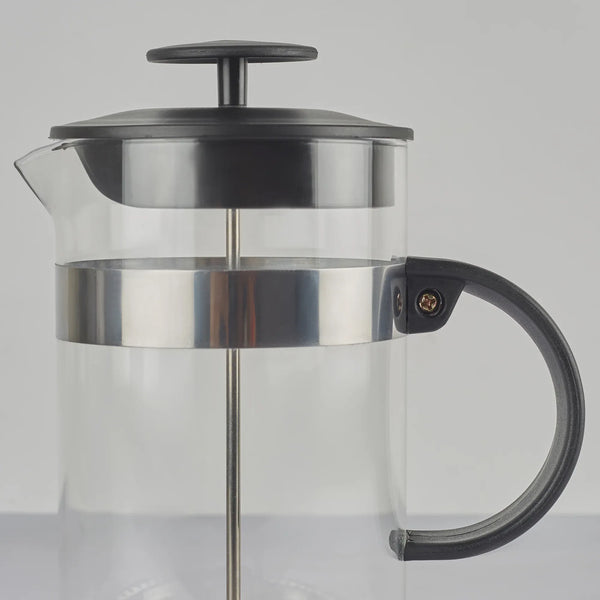 Brew Borosilicate Glass and Plastic French Press Coffee Plunger 1 Ltr in Transparent & Black Colour dimensions