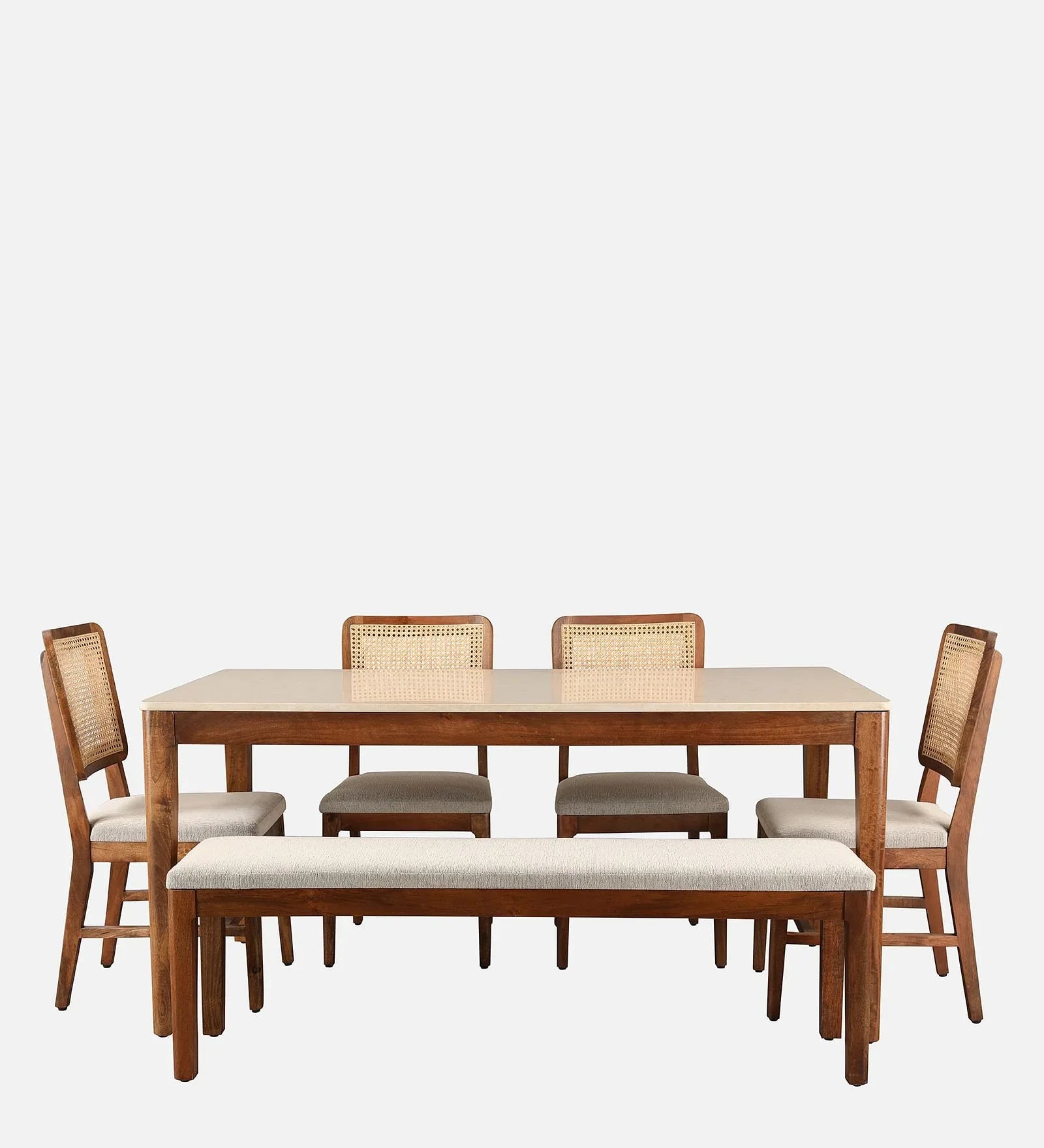 Siam Marble Top Six Seater Dining Set in Walnut Colour - HomeTown