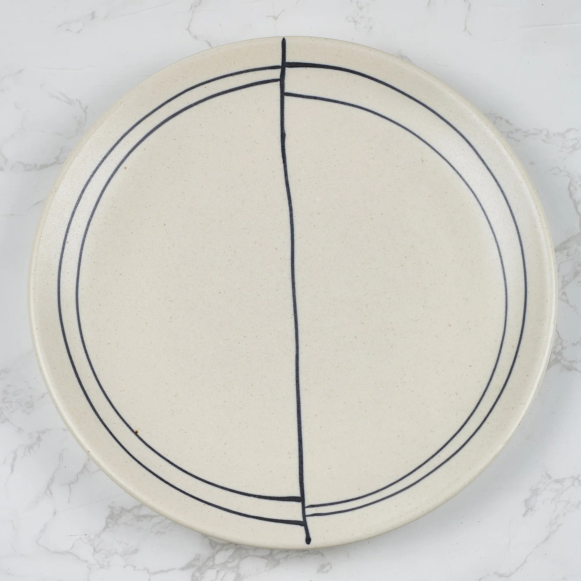 Artisanal Studio Pottery Stoneware Dinner Plate Set of 4 in Black & Ecru Colour - HomeTown