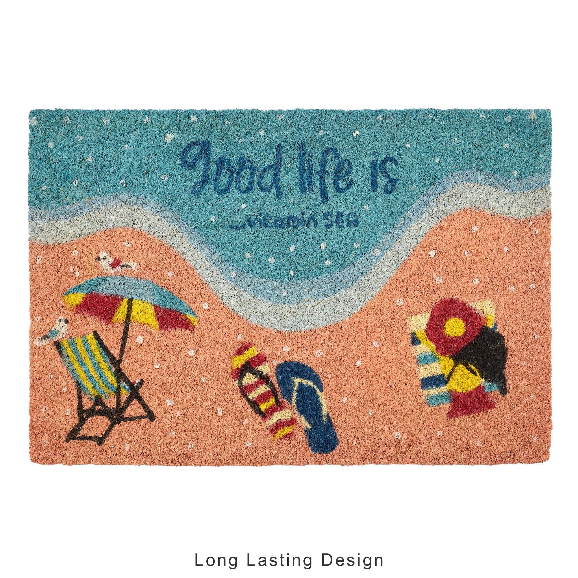 Good Life Is Vitamin Sea Printed Coir Doormat 40x60 CM in Coral Colour - HomeTown