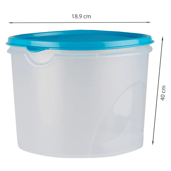 Fiesta 100% BPA-Free Plastic Round Container Set of 3 (1800ml, 2800ml, 4000ml) in Teal & Transparent Colour dimensions