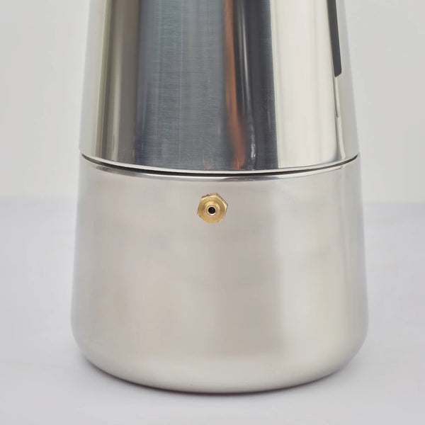 Brew Steel Moka Pot Coffee Maker 450 ml in Silver Colour dimensions