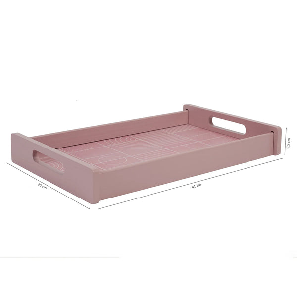 Print Moden Pop Pink Engineered Wood Tray Medium in Pink Colour dimensions