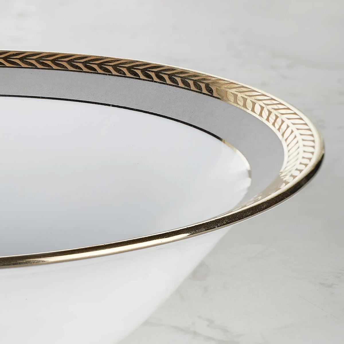 Amour Real Gold-Plated Bone China Diana Serving Bowl in Grey & White Colour - HomeTown