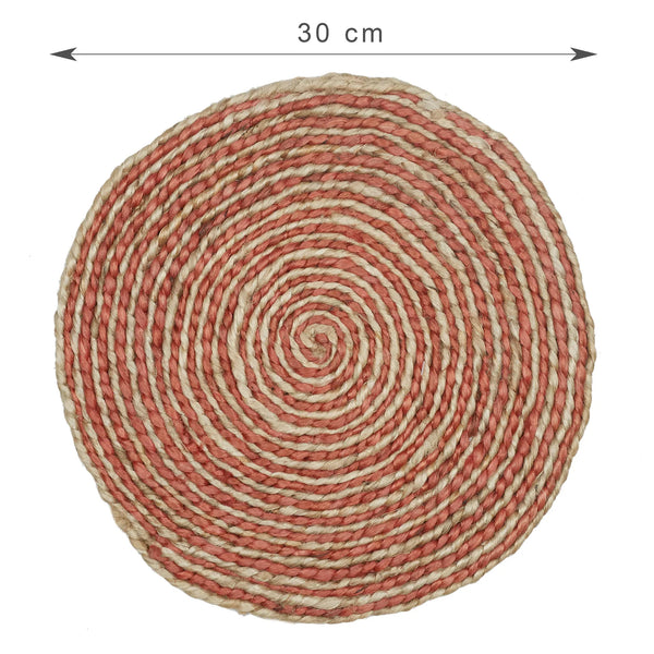 Boho  Handmade Jute Trivet Dia 30 Cm in Rust Colour dimensions