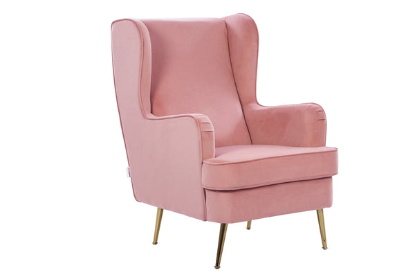 Charm Velvet Arm Chair in Blush Pink Colour dimensions