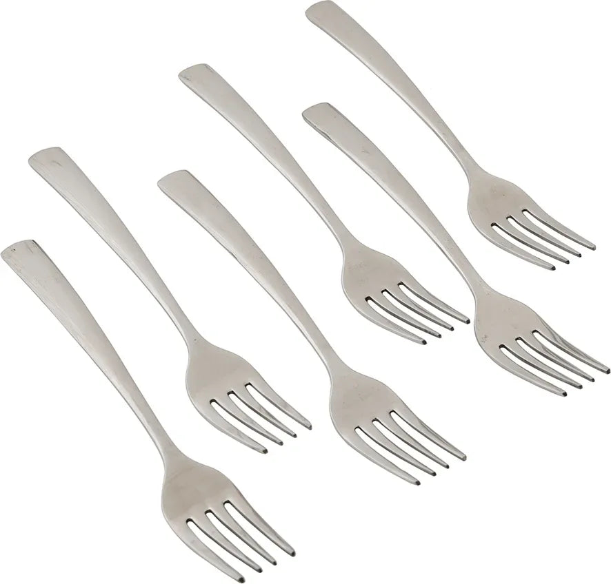 FNS Stainless steel Solo Dessert Fork Set of 6 in Silver Colour - HomeTown
