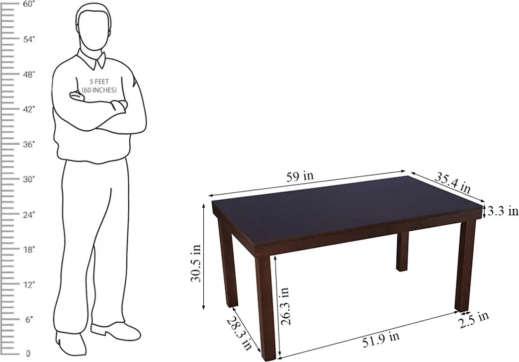 Hopton Solidwood 6 Seater Dining Table in Walnut Colour - HomeTown
