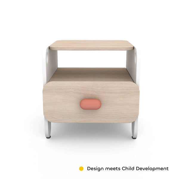 Boop  Bed Side Table in Pearly White Colour dimensions