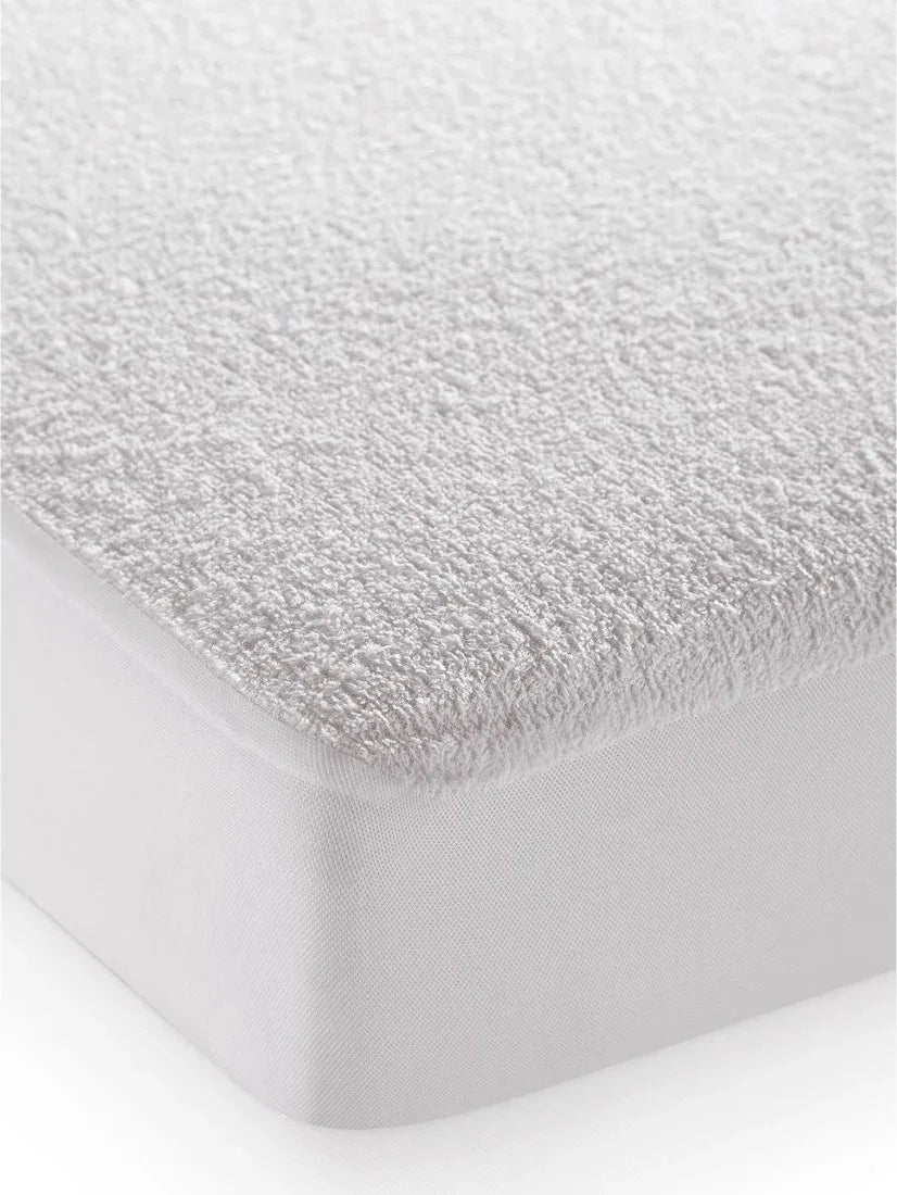 Cool Sheild Cotton Single Mattress Protector 182X91X25 Cm Antibacterial in White Colour - HomeTown