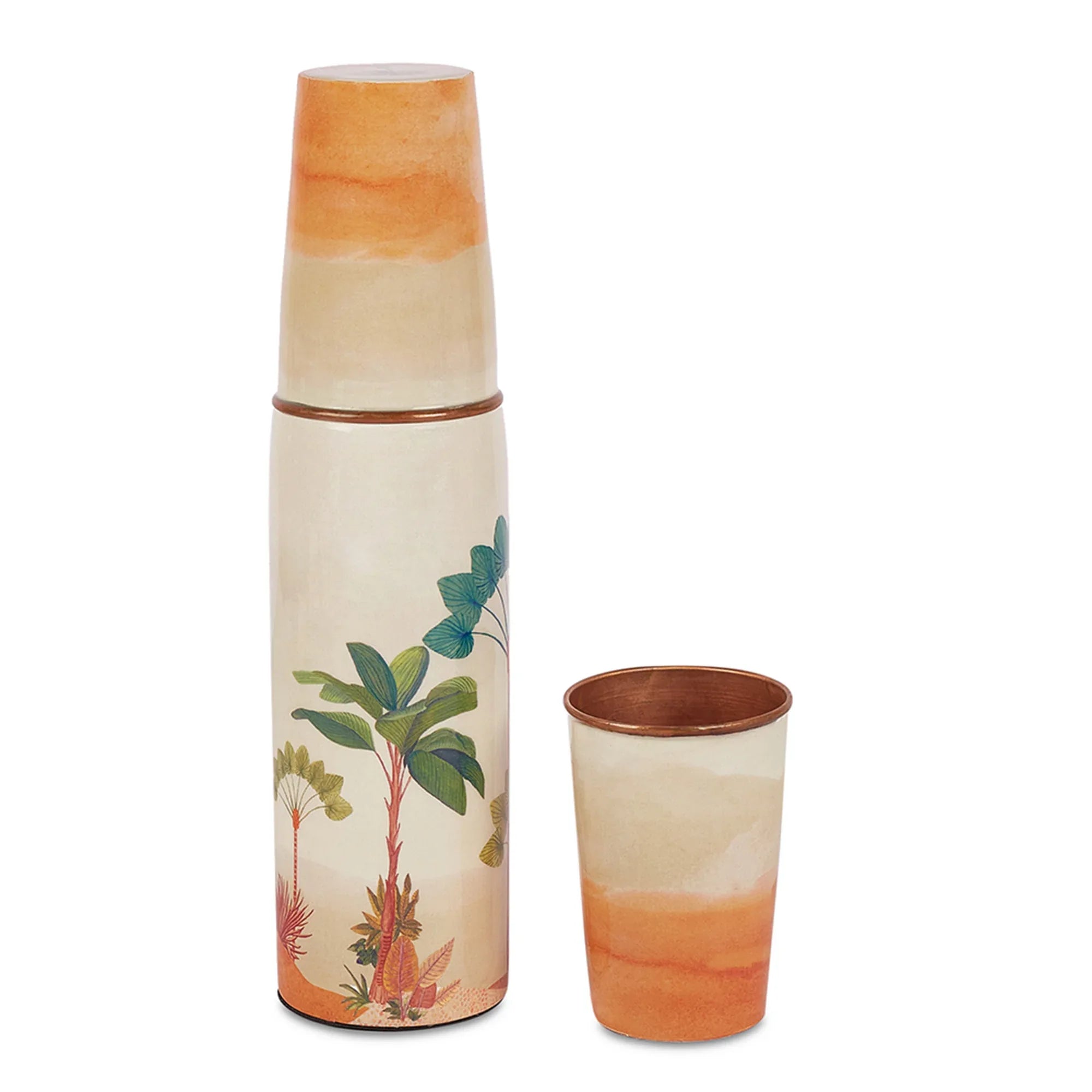 Oasis Copper Copper Bottle (1 Liter) & Tumbler (300ml) Set of 3 in Multi Colour - HomeTown