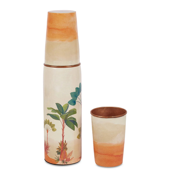 Oasis Copper Copper Bottle (1 Liter) & Tumbler (300ml) Set of 3 in Multi Colour dimensions