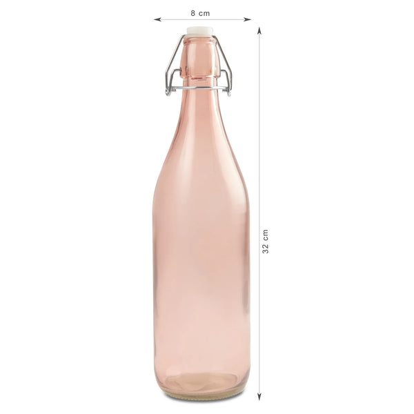 Good Life Glass Tinted Bottle 1 Ltr in Pink Colour dimensions