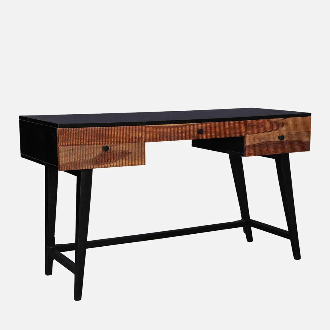 Sven Sheesham Wood(Rosewood) Study Table in Natural Sheesham & Black Colour - HomeTown