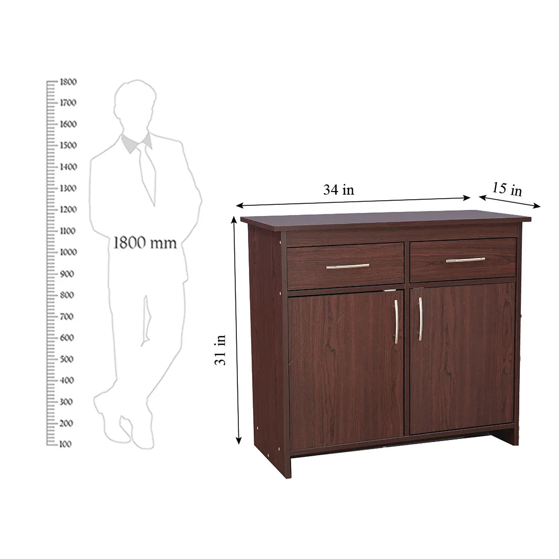 Albert Engineered Wood 2 Door Cabinet in Cherry Brown Colour - HomeTown