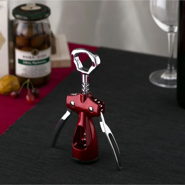 Wine Cork Screw (Wing) Stainless steel Wine Cork Screw in Red Colour dimensions