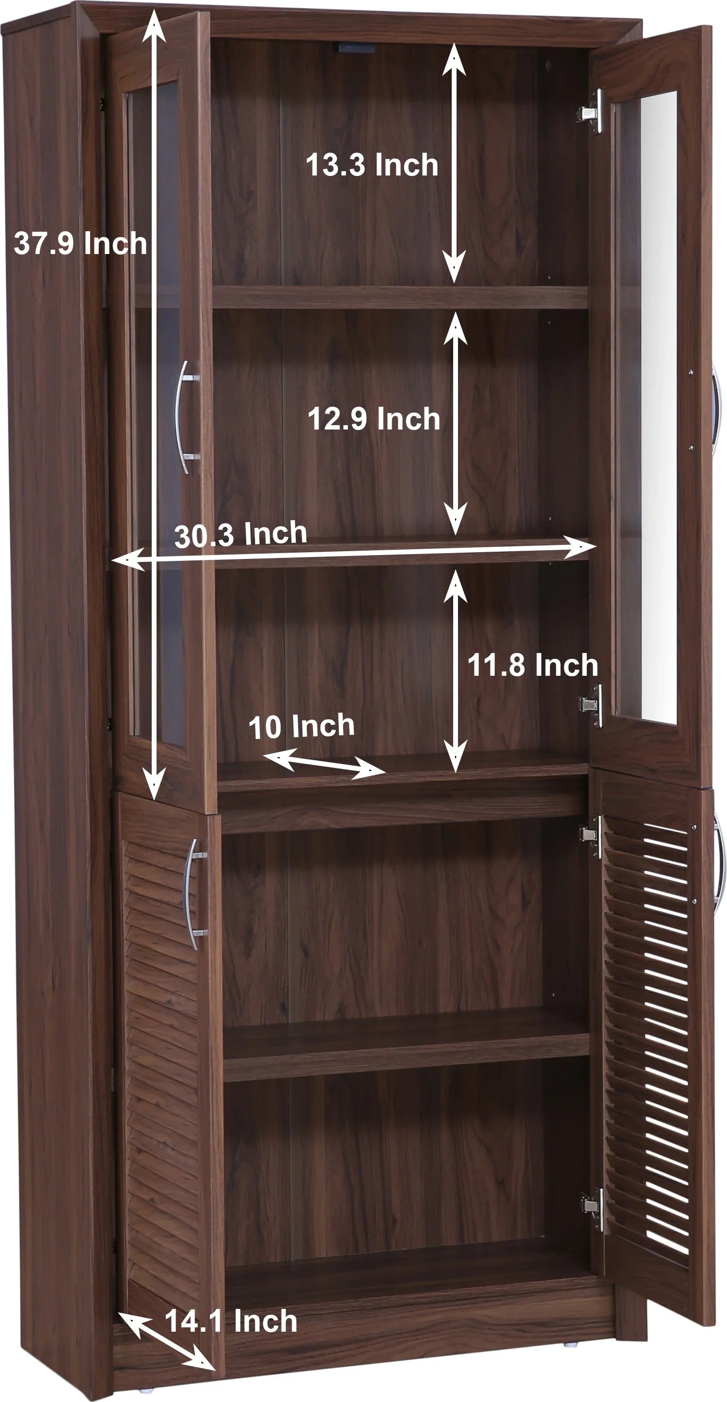 Stark Engineered Wood 4 door Book Case in Walnut Colour - HomeTown