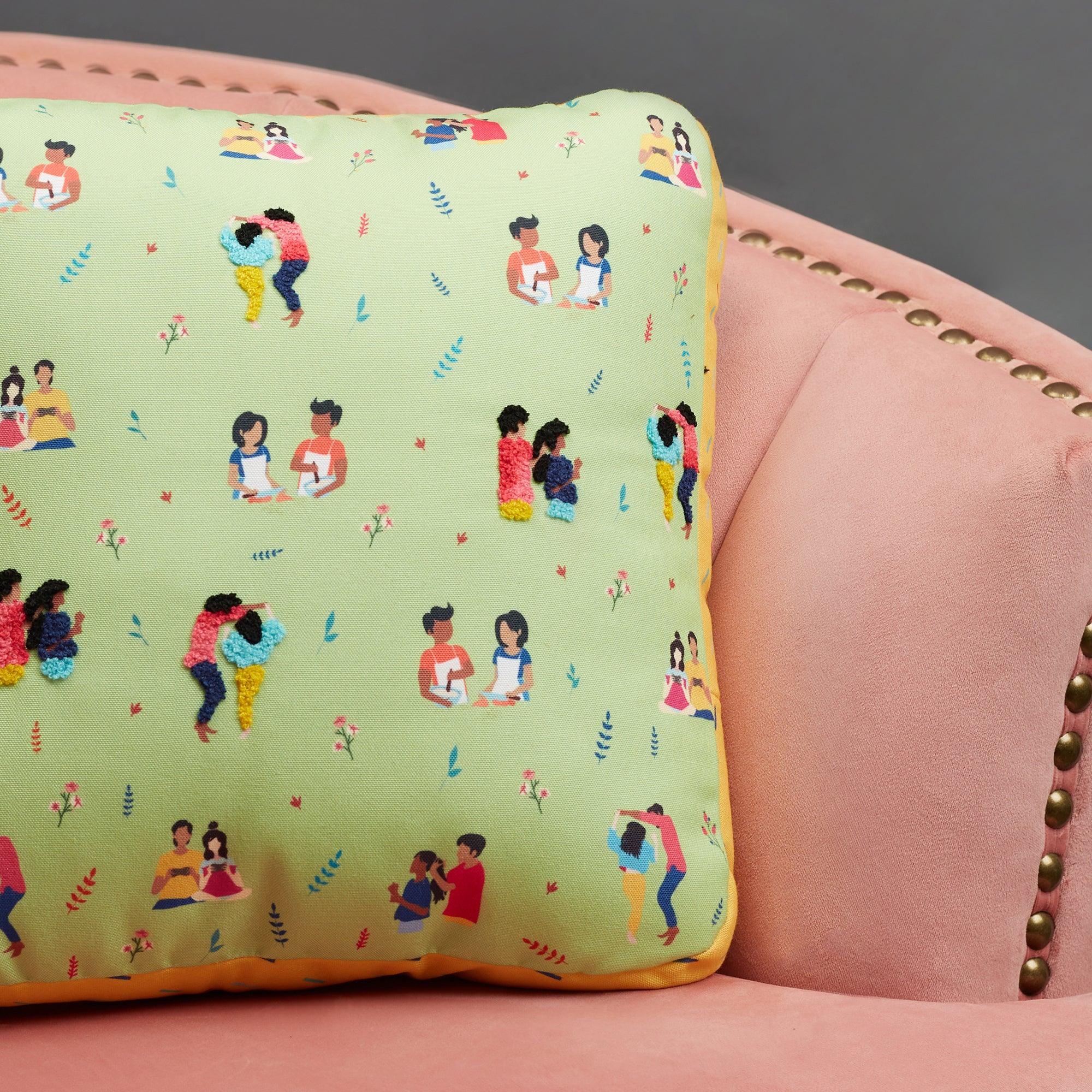 Good Life Reversible Little Things Digital Printed Shaped Cushion 40x40 Cm in Navy Colour - HomeTown