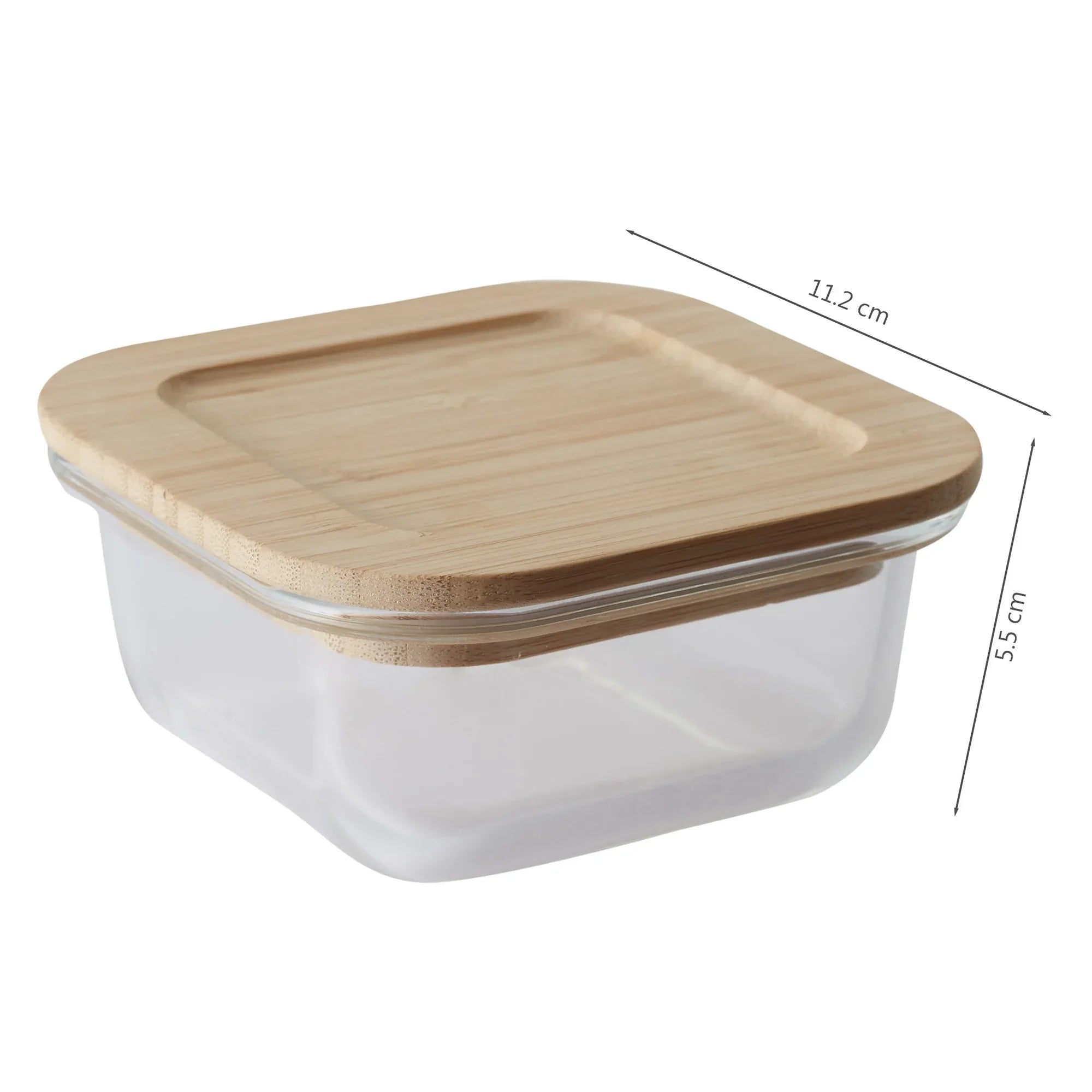 Robust Glass Square Container with Bamboo Lid 320ML in Transparent Colour - HomeTown